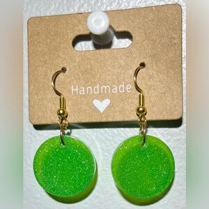 Handmade Green Glitter Earrings